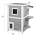 Petsfit Outdoor Cat House, 2 Story Outside Cat Shelter Condo Enclosure with Escape Door for Stray Feral Cats Weatherproof