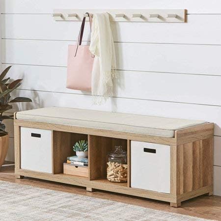 Organizer Bench 4-Cube Storage in Weathered