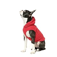 Gooby - Fleece Vest Hoodie, Small Dog Pull Over Hooded Fleece Jacket with Leash Ring, Red, Large