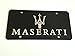 Maserati Black Carbon Fiber Vinyl Wrap on Chrome Stainless Steel Front License Plate