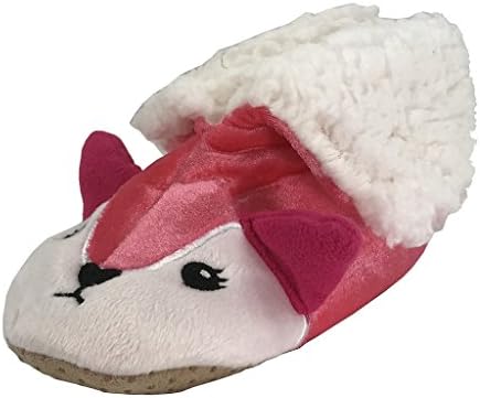 Kids Fun Fluffy Warm Foldover Animal Fur Slippers PINK FOX Large (1-4) US Little Kid