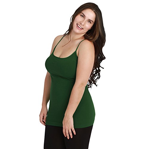Nikibiki Women's Plus Size Long Camisole Plain Jersey 92% Nylon and 8% Spandex (Cypress Green)