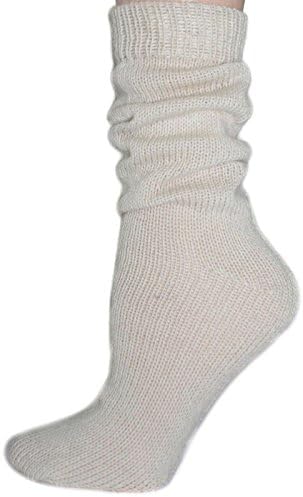 The Alpaca Collection, 100% Alpaca Wool Knit Socks Off-White Medium