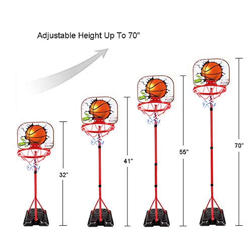 WISHTIME Mini Kids Basketball Hoop Toy - Height Adjustable Portable Toddler Basketball System with Sturdy Base, Ball and Pump for Kids, Toddlers Indoor and Outdoor - Thumbnail 3
