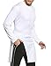 Coofandy Men's Long Sleeve Slim Fit Long Hem Pullover T-Shirt, White, Medium