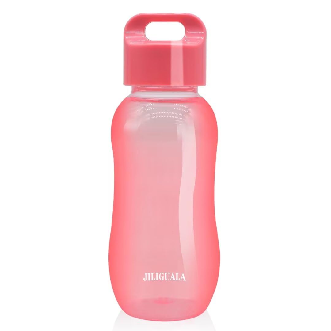 JILIGUALA Plastic Coffee Travel Mugs Water Bottle Sports Water Bottle Cup for Milk, Coffee, Tea, Juice Size 350ml (12oz), Pink Pack of 1