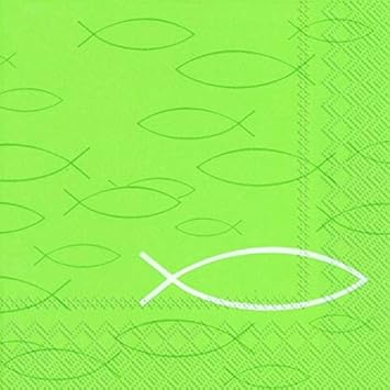 20 Servietten zur Kommunion Taufe Konfirmation Firmung Fische grün