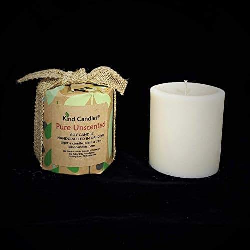 Kind Candles Pure Unscented 31/2" x 3" soy pillar candle