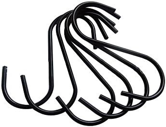 Woreach Black Heavy-duty Stainless Steel S Hooks for Pot Rack, Plants, Towels, Gardening Tools (10-Pack)