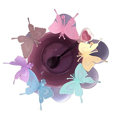 Tvoip Teesieb in Schmetterlingsform, ungiftig, wiederverwendbar, Silikon, 5 Stück – Bild 4