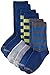 Gold Toe Boys' Big Stripe Crew Sock Three-Pack, Rugby/Navy/Chart/Jersey Navy/Rugby Char Heather/Slate, Large