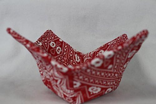 Red Bandanna Quilted Microwave Soup Bowl Cozy Holder Reversible Cotton Three Sizes