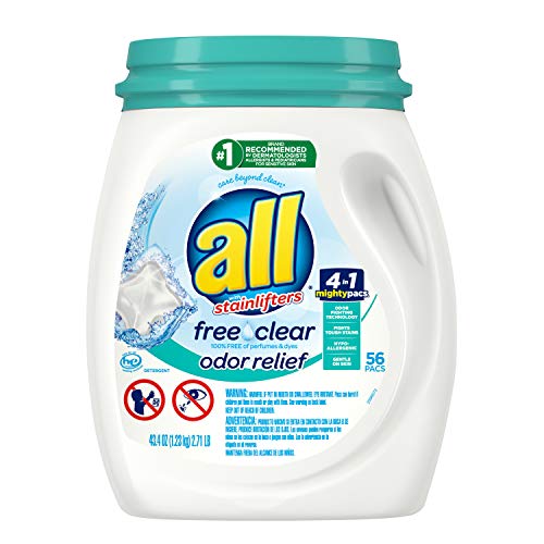 All Mighty Pacs Laundry Detergent Free Clear Odor Relief, Tub, 56 Count - Image 2