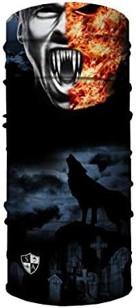 SA Company Vampire Fire Skull Halloween Face Shield/Loop Scarf/Bandana/Balaclava. Multi-Functional Headwear/Scarf. SPF 40. Outdoor Activity Face Mask. Hiking/Fishing/Cycling/Motorbike