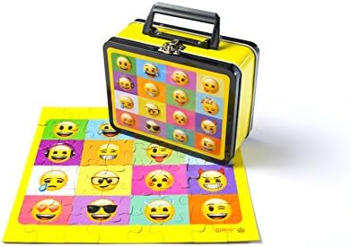 DaHo Tin Lunch Box with Jigsaw Puzzles Inside 48 pc (Emoji Crowd)