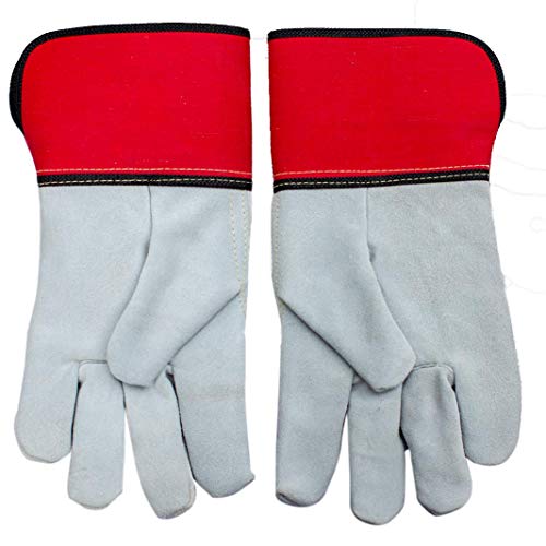 SAFE HANDLER Performance Leather Gloves | Full Split, Leather Palm, Safety Work Gloves, Rubber Gauntlet Safety Cuff, Kevlar Stitching, Grade A Split Leather, OSFM, 3 Pairs - Thumbnail 7