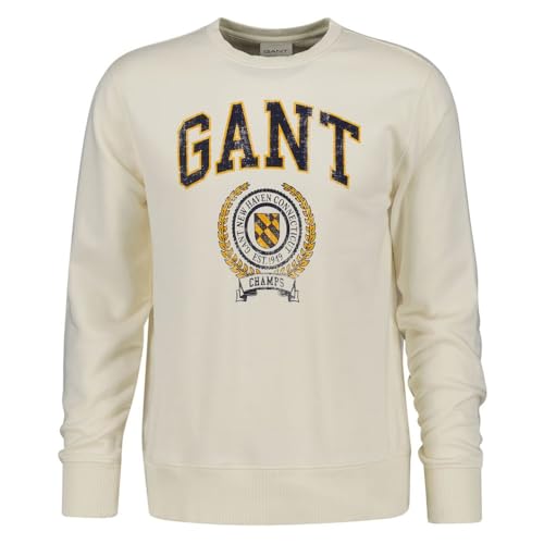 GANT Felpa con Scollo a C, Crema, XS