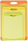Uniware Microban Antimicrobial Cutting Board Set of 3, Orange/ Yellow / Green