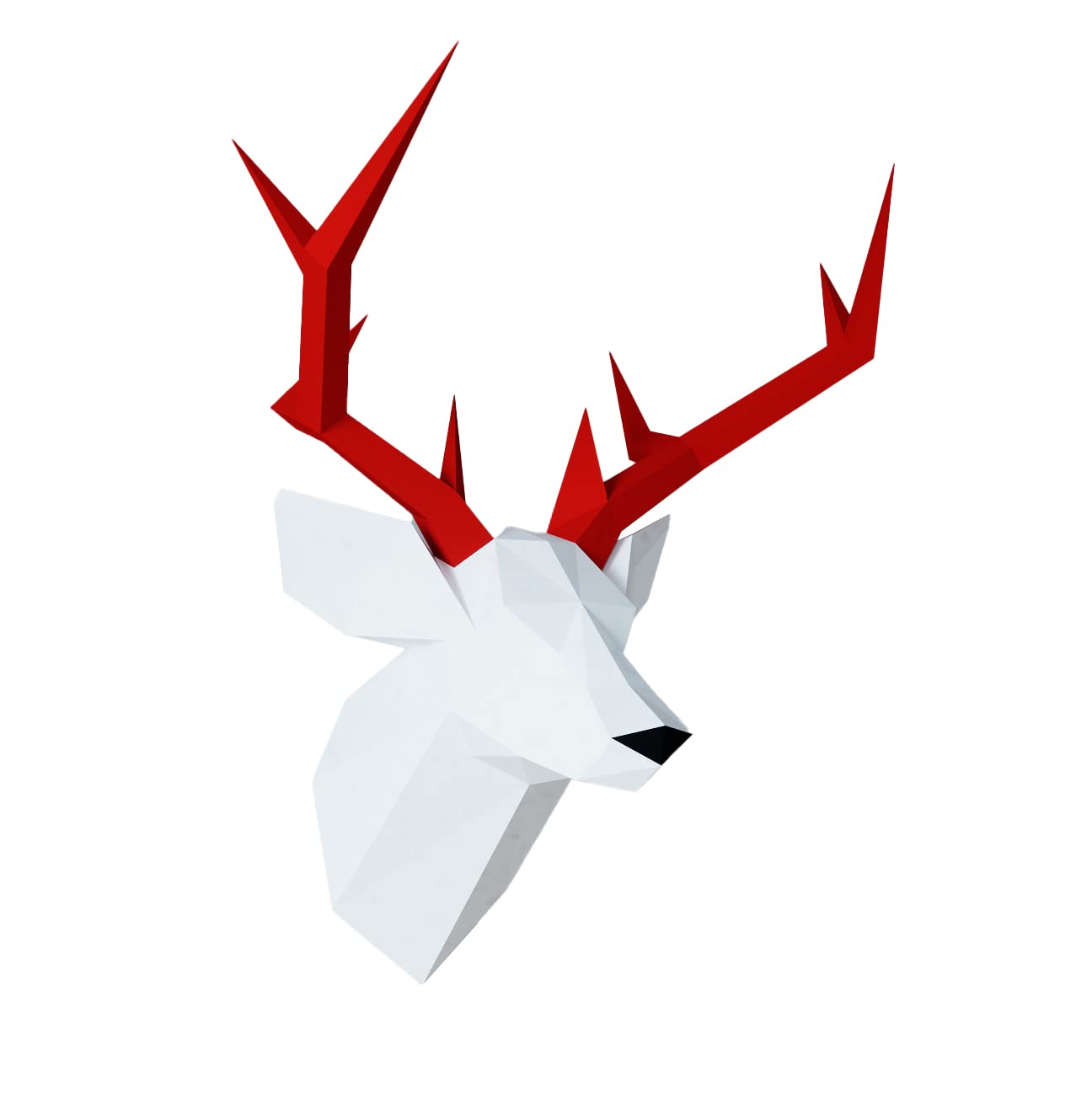 Deer, deer head, Yona DIY paper craft kit, deer head, paper model, 3D origami kit to assemble by hand, home decoration, gift, origami 3D, paper craft, puzzle 3D, deer head white.