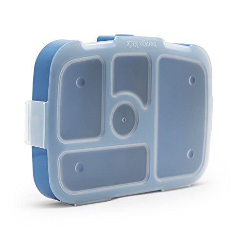 Bentgo Kids Tray (Blue) with Transparent Cover for At-Home Meals, Lunch Meal Prep, and More