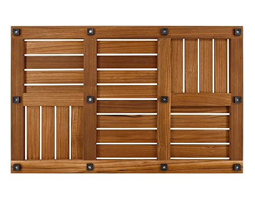 Utoplike Teak Wood Bath Mat, Shower Mats for Bathroom 32 x 20 inch Large | with Non-Slip Pads, Wood Floor Sturdy Mat for Inside Shower, Luxury Spa Home or Outdoor