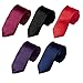 Dan Smith Stylish Slim Neck Tie Multi-Color Plain Thin Neckties Silk Blend Bundle Deal Casual Autumn 5 Style DAN1003 Red,Black,Midnight Blue,Indigo,Medium Violet Red