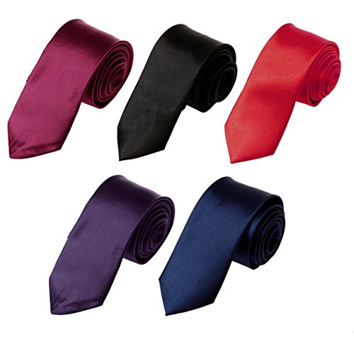 DAN1003 Skinny Necktie For Him 2" Inch Thin Necktie Five Package Gift Set 5PT SET BY Dan Smith