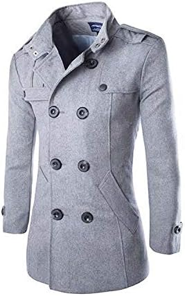 HDH Mens Double Breasted Pea Coat Long Jacket Slim Fit Long Sleeve Casual Lightweight Jacket Parka Trench Coats Blazer Outerwear