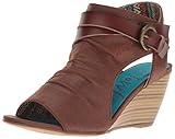 Blowfish Women's Budha Wedge Sandal, Whiskey Draped Microfiber/Whiskey Dyecut Pu, 6 M US