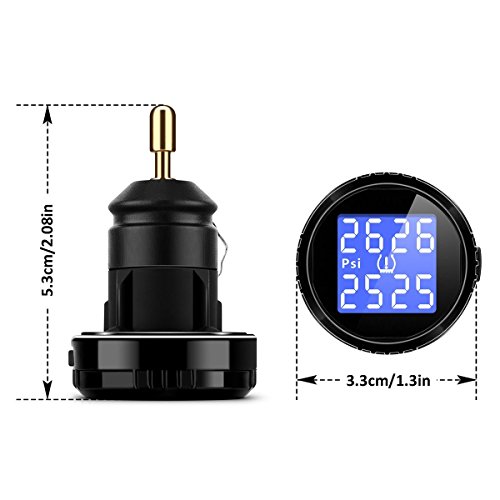 KOLSOL TS61 Tire Pressure Monitoring System TPMS, Wireless Real-time Cigarette Lighter Plug TPMS and Temperature Gauge with 4 External Sensor
