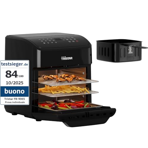 Friggitrice ad Aria 12 L con Funzione Mini Forno, Airfryer 2 in 1 Ventilato, 12 Programmi, Display Digitale, Finestra, Funzione Shake, Senza BPA, 1800 W, FR-9065