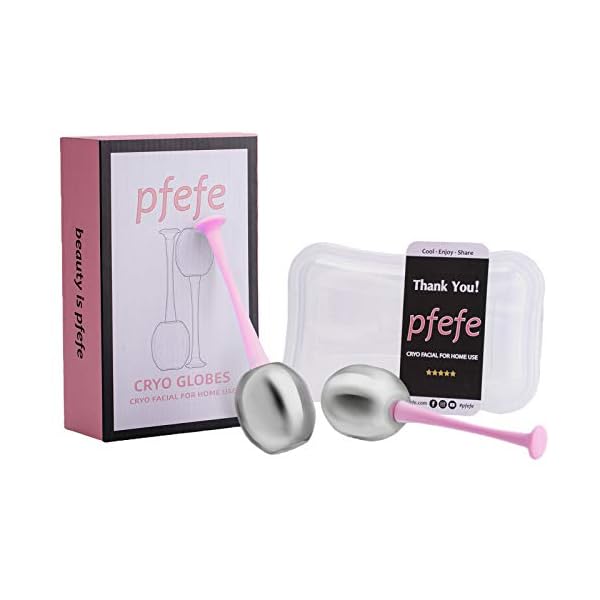 Ice-Globes-Facial-Skin-Care-Tools-for-Women-Face-Eyes-Stainless-Steel-Face-Beauty-Cryo-Roller-for-Girls-Ladies-Cooling-Massage-Spa-Globes-with-Storage-Case Pfefe Ice Globes Facial Skin Care Tools for Women Face & Eyes, Stainless Steel Cryo Sticks Face Roller for Girls Ladies…