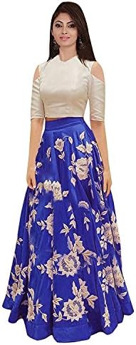 NIne Street Store Women's Embroidered Silk Unstitched Legenga Choli