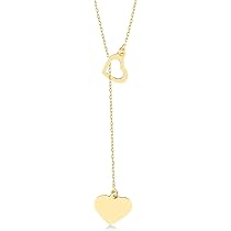 Amazon.com: Gelin 14k Solid Gold Heart Y-Necklace for Women