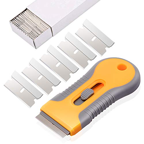 Ehdis Car Sticker Remover Razor Blade Spatula Scraper Window Tint Tools Utility Knife for Window Glass Film Glue Removing + 100pcs Replaceable Razor Blades (Best Auto Tint Brand)