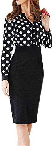 Ivan Johns Women's Long Sleeve V-ck Slim Pencil O-Piece Dress BlackLarge