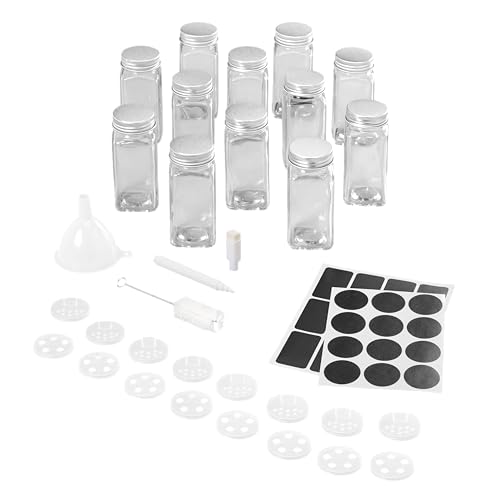 Metaltex Lot de 12 pots à épices avec étiquettes et 16 inserts à saupoudrer