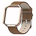 Henoda Compatible with Fitbit Blaze Bands Leather with Rose Gold Frame, Small Brown Blaze Band for Women Men