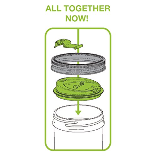 Jarware 82638 Drink Lid for Wide Mouth Mason Jars, Green