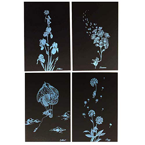 Eraimp Scratch Art Paper, Magic Color Scratch Art Painting, DIY Arts & Crafts, Rainbow Scratchboard Postcards for Kids and Adults with Drawing Stick - Thumbnail 4