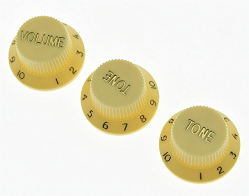 KAISH Set of 3 Cream ST Strat Style Guitar Knob Volume Tone Knobs