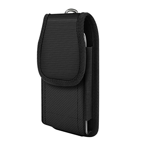 MoKo Phone Belt Clip Holster, Nylon Belt Pouch Holster Cover Waist Bag Fit 6.8" Phone, iPhone 11 Pro/11/11 Pro Max/Xs Max/XR/Xs/X, Samsung Galaxy Note 10/Note 10 Plus/S10e/S10/S10 Plus - Black