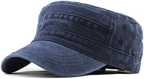 Classic Vintage Flat Top Mens Washed Caps Adjustable Fitted Thicker Cap Winter Warm Military Hats