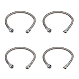 [4-Pack] PROCURU 16" Length x 3/8" Compression x 1/2" FIP Faucet Supply Line Connector, Braided Stainless Steel