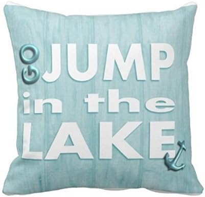 Damuyas Light Blue Go Jump in the Lake Cushion Cover Throw Pillow Case Beach House Decor (Jump in the Lake)