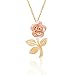 Real 14k Rose and Yellow Gold Flower Rose Pendant Necklace for women and girls.