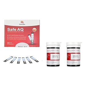 Sinocare Diabete Blood Glucose Test Strips x 50 Safe AQ Blood Suger Test Strips Codefree Test Strips, for Safe AQ Smart/Voice Only