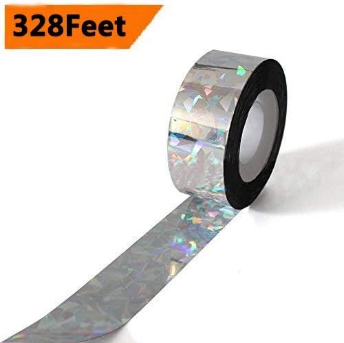 efoot 328Feet Bird Scare Ribbon, 0.94” Bird Repellent Scare Tape, Reflective Flash Bird Deterrent Tape, Scare Away Birds, Eliminate Birds Destroying Crops Double Sided Reflective Tape