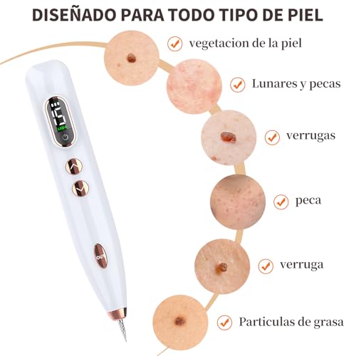 Pluma de Plasma, 15 Niveles, Dispositivo de Cuidado Facial con Tecnología de Plasma, USB Recargable, Pantalla LED, Compacto para Uso Personal y Profesional (Blanco Perla)