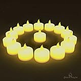 BEST FLAMELESS TEA LIGHTS(24 Pack)-Flameless Candles No Drips,No Mess-Bonus 6 Designer Decorating Bags-Battery Tea Lights for Wedding,Home Decor & Christmas-Yellow Flickering Flame Electric Led Candle